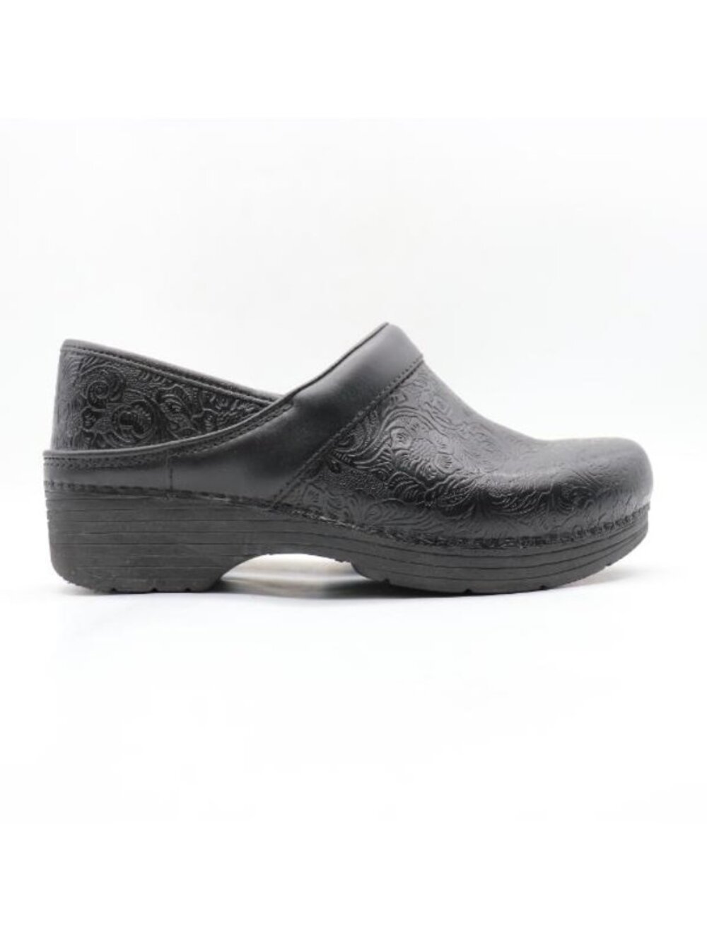 Dansko LT Pro Tooled Black Floral Clog Women's Size EU 39 Black Slip On